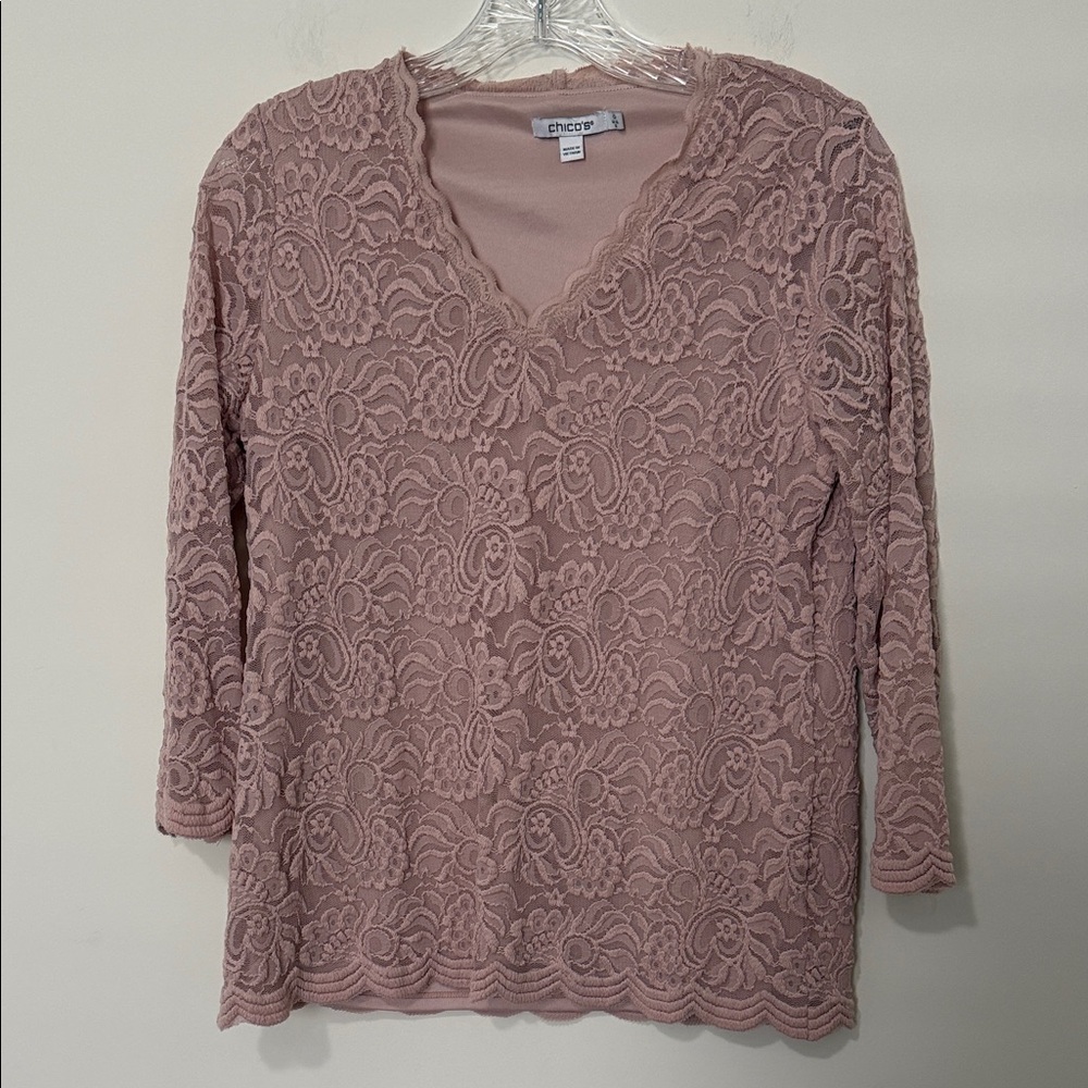 Chicos Dusty Pink Lace, Lined top, size 0 (4)